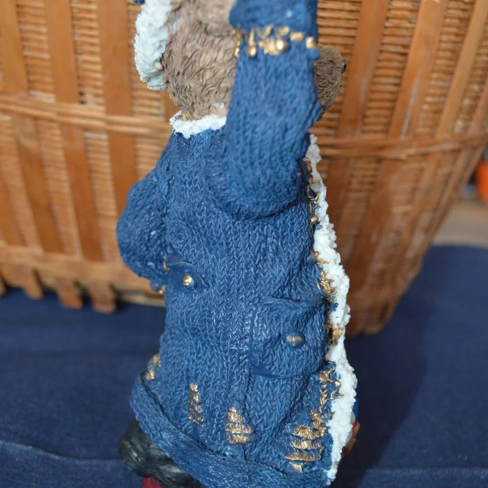 Vintage Christmas Bear Resin Figurine